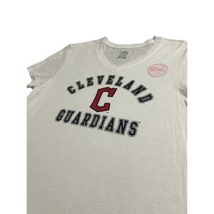 MLB Cleveland Guardians T-Shirt Girls Large 10/12 White NEW V-Neck Graphic Tee